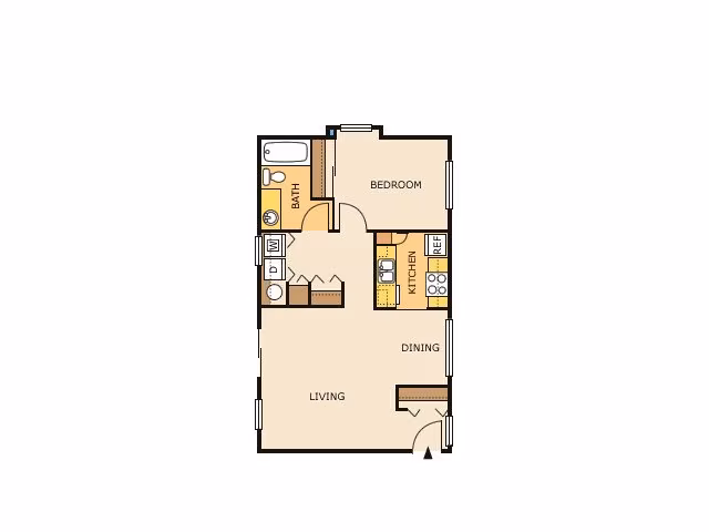 1 Bed 1 Bath Carriage House P-202 floor plan